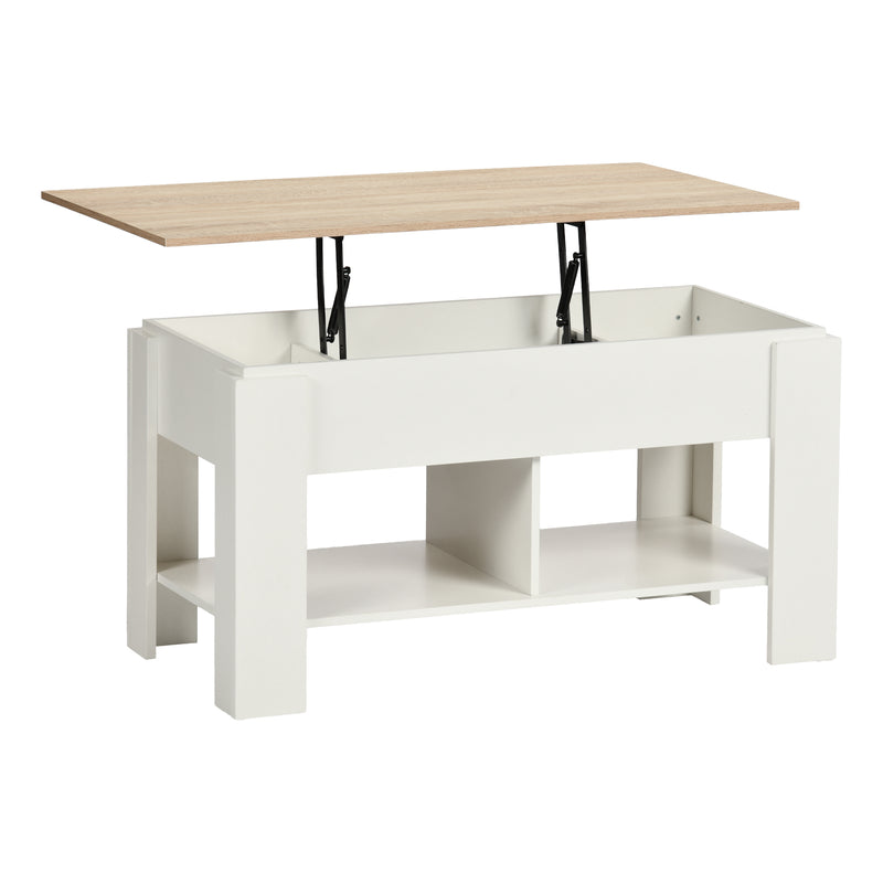 Coffee table with lifting top in wood and white effect 96*50 ELOT WHITE OAK 96