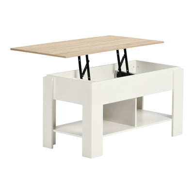 Coffee table with lifting top in wood and white effect 96*50 ELOT WHITE OAK 96