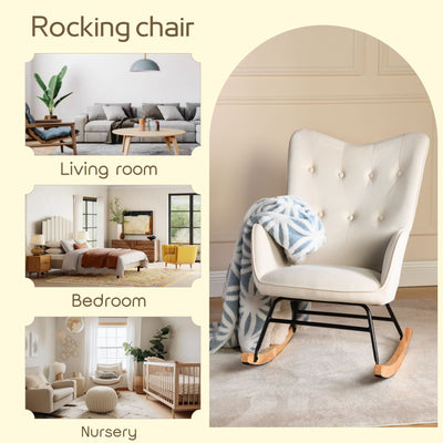 Off-white velvet rocking chair EPPING SMALL VELVET BEIGE
