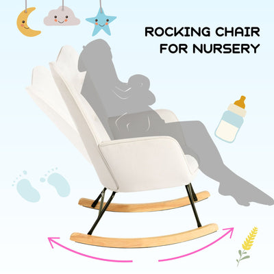 Off-white velvet rocking chair EPPING SMALL VELVET BEIGE