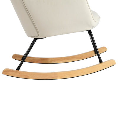 Off-white velvet rocking chair EPPING SMALL VELVET BEIGE