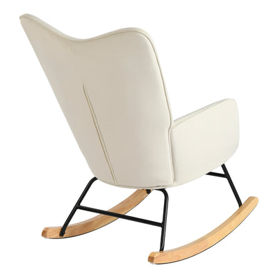 Off-white velvet rocking chair EPPING SMALL VELVET BEIGE