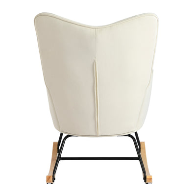 Off-white velvet rocking chair EPPING SMALL VELVET BEIGE