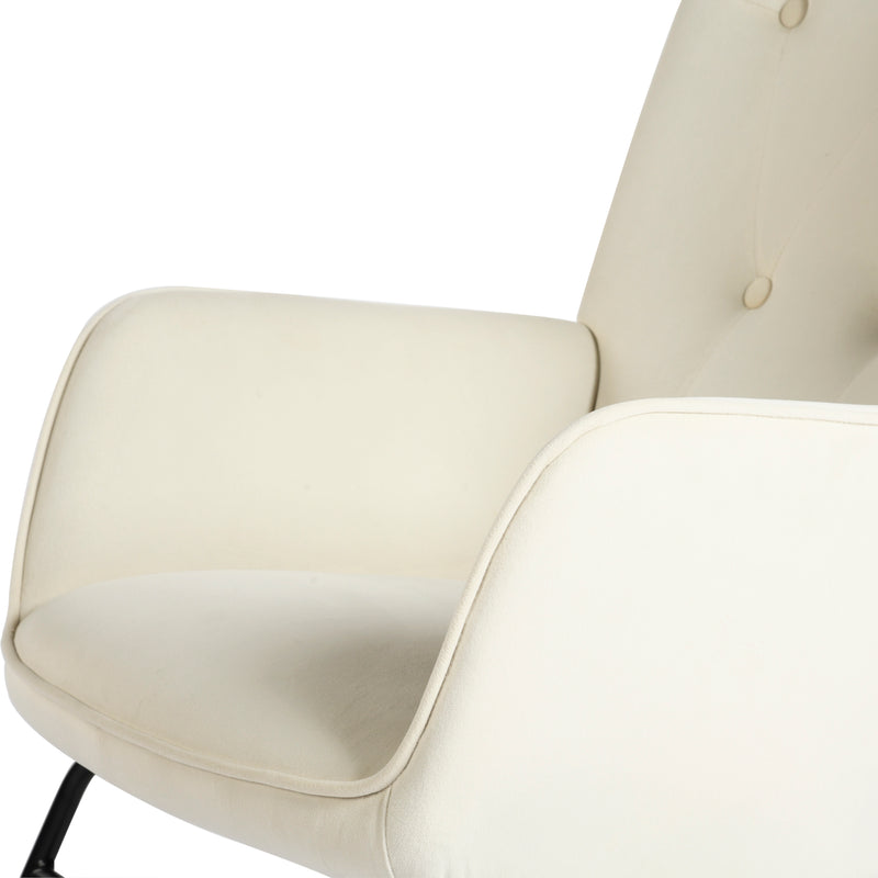Off-white velvet rocking chair EPPING SMALL VELVET BEIGE
