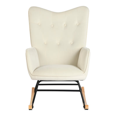 Off-white velvet rocking chair EPPING SMALL VELVET BEIGE