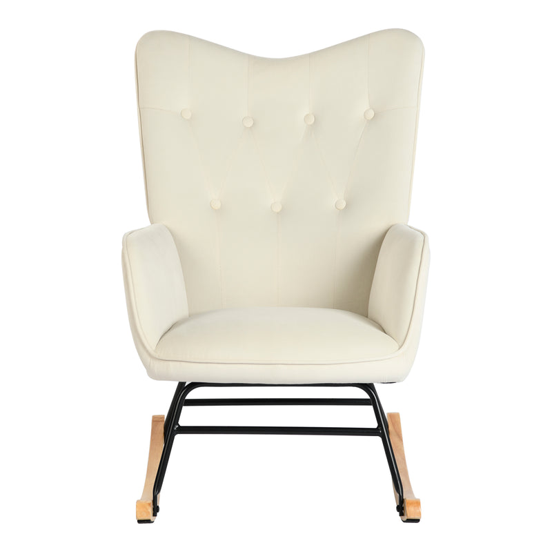 Off-white velvet rocking chair EPPING SMALL VELVET BEIGE