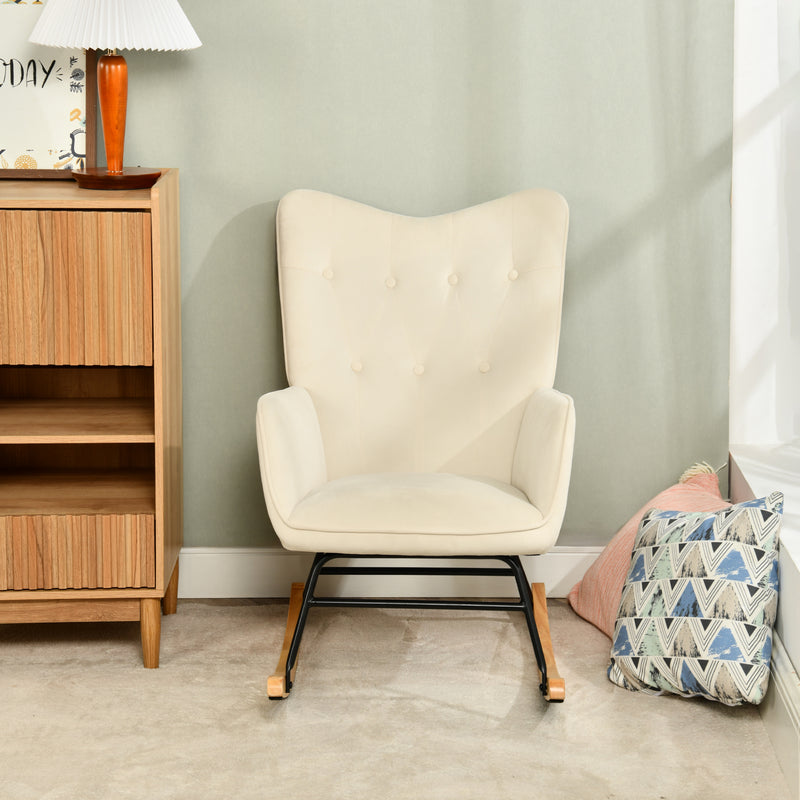 Off-white velvet rocking chair EPPING SMALL VELVET BEIGE