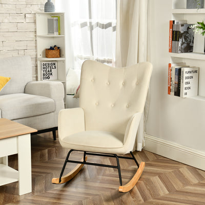 Off-white velvet rocking chair EPPING SMALL VELVET BEIGE