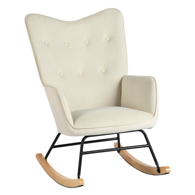 Off-white velvet rocking chair EPPING SMALL VELVET BEIGE