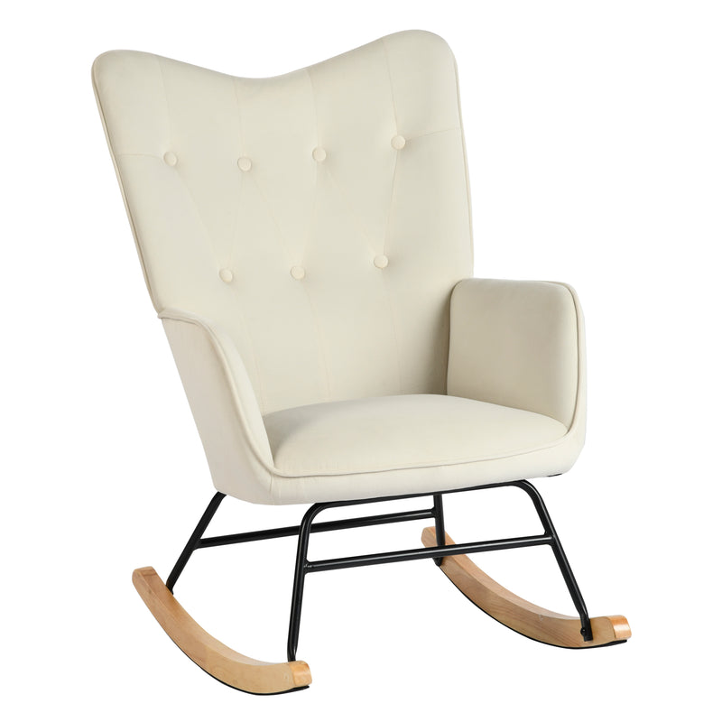 Off-white velvet rocking chair EPPING SMALL VELVET BEIGE