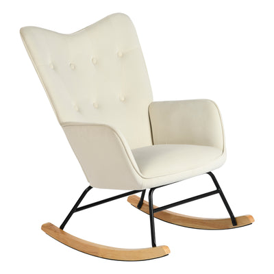 Off-white velvet rocking chair EPPING SMALL VELVET BEIGE