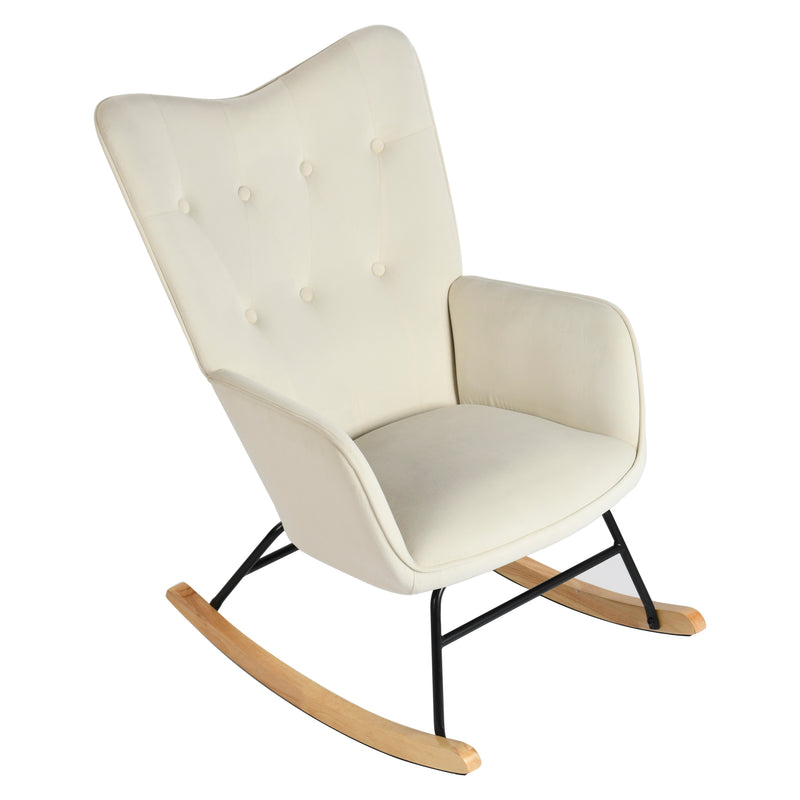 Off-white velvet rocking chair EPPING SMALL VELVET BEIGE