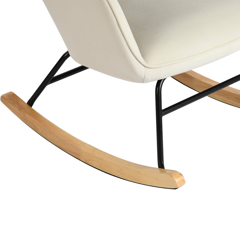 Off-white velvet rocking chair EPPING SMALL VELVET BEIGE