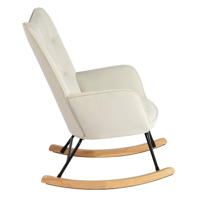 Off-white velvet rocking chair EPPING SMALL VELVET BEIGE