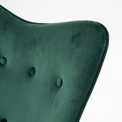 Scandinavian rocking chair in green velvet with light wooden legs EPPING SMALL VELVET GREEN