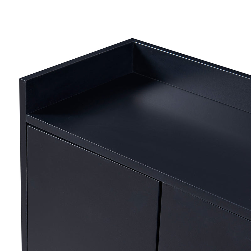 Buffet Sideboard Moderne Noir avec Cadre Métallique, Étagères Réglables et Système Push-to-Open (120x30x80cm)  EICERS BLACK