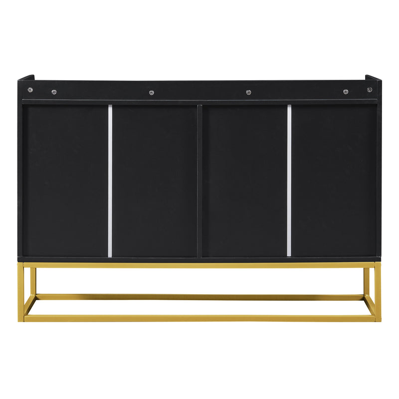 Buffet Sideboard Moderne Noir avec Cadre Métallique, Étagères Réglables et Système Push-to-Open (120x30x80cm)  EICERS BLACK