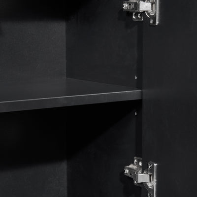 Buffet Sideboard Moderne Noir avec Cadre Métallique, Étagères Réglables et Système Push-to-Open (120x30x80cm)  EICERS BLACK