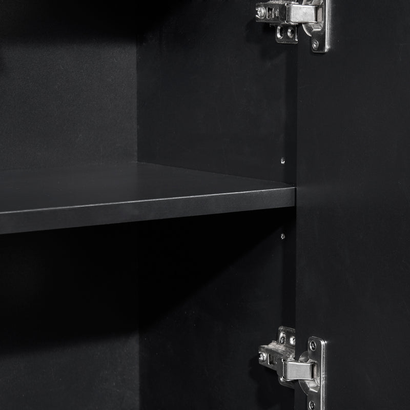 Buffet Sideboard Moderne Noir avec Cadre Métallique, Étagères Réglables et Système Push-to-Open (120x30x80cm)  EICERS BLACK
