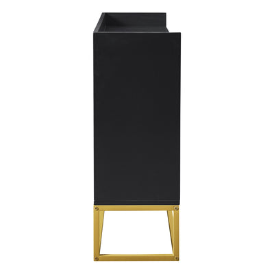 Buffet Sideboard Moderne Noir avec Cadre Métallique, Étagères Réglables et Système Push-to-Open (120x30x80cm)  EICERS BLACK