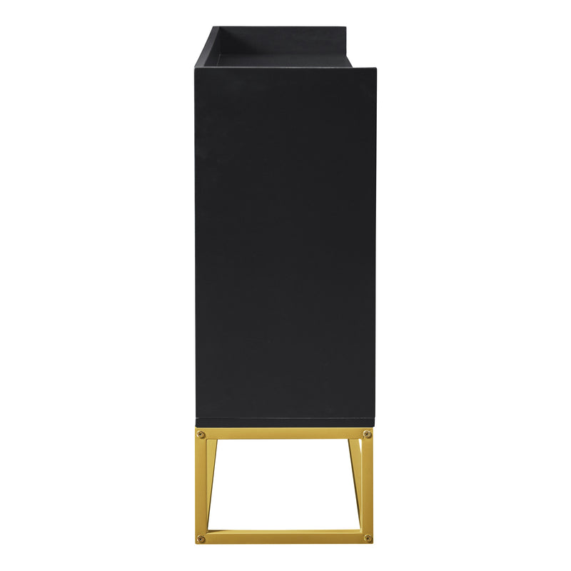 Buffet Sideboard Moderne Noir avec Cadre Métallique, Étagères Réglables et Système Push-to-Open (120x30x80cm)  EICERS BLACK