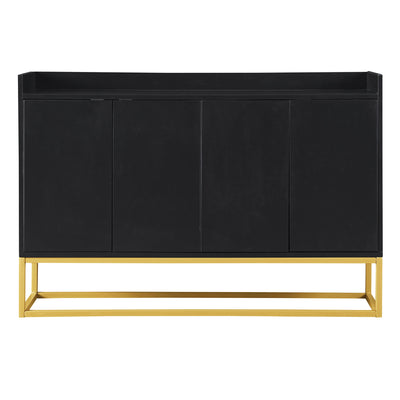 Buffet Sideboard Moderne Noir avec Cadre Métallique, Étagères Réglables et Système Push-to-Open (120x30x80cm)  EICERS BLACK