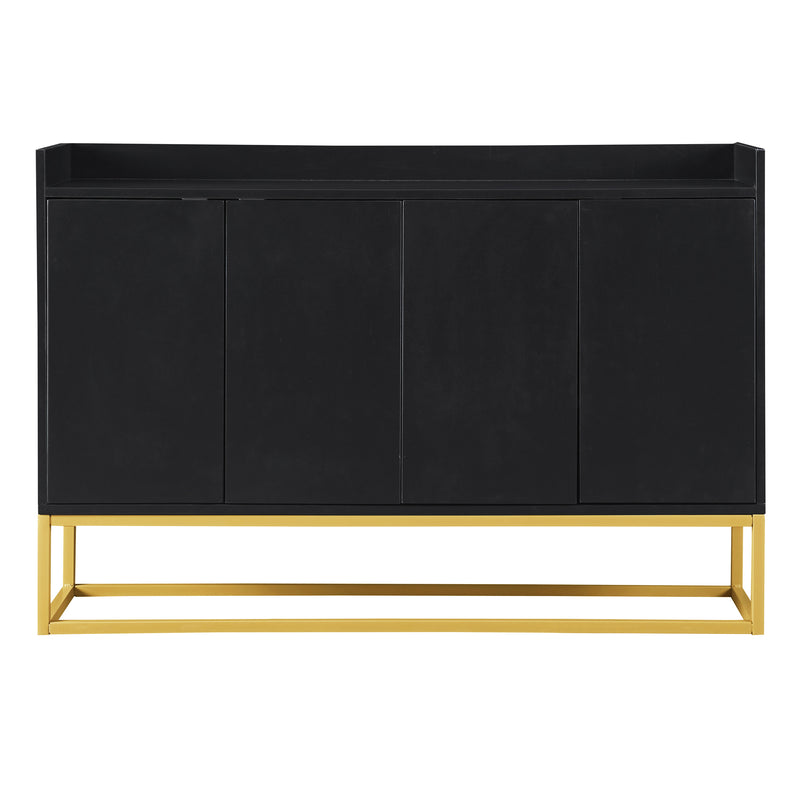Buffet Sideboard Moderne Noir avec Cadre Métallique, Étagères Réglables et Système Push-to-Open (120x30x80cm)  EICERS BLACK