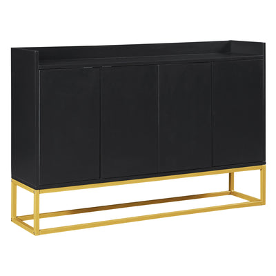 Buffet Sideboard Moderne Noir avec Cadre Métallique, Étagères Réglables et Système Push-to-Open (120x30x80cm)  EICERS BLACK