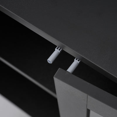 Buffet Noir Élégant avec Portes Vitrées, 3 Tiroirs et Rangement Spacieux – Pieds Métalliques Robustes EIHAIL