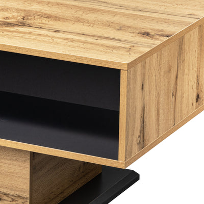 Table Basse Moderne avec Rangement - Effet Chêne Naturel et Anthracite EINPHATH