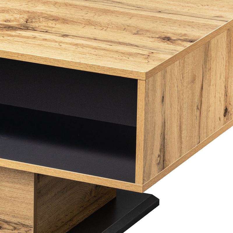 Table Basse Moderne avec Rangement - Effet Chêne Naturel et Anthracite EINPHATH