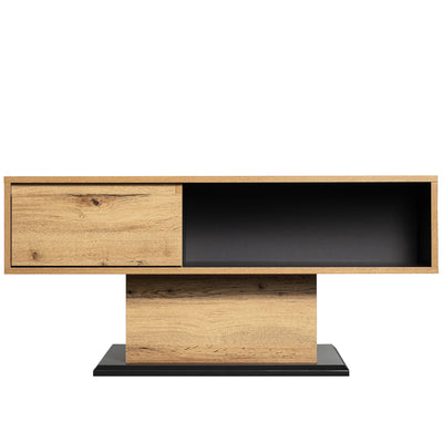 Table Basse Moderne avec Rangement - Effet Chêne Naturel et Anthracite EINPHATH