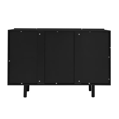 Buffet Moderne Noir avec Portes Sculptées et Amortisseurs - Rangement Élégant EVRENS BLACK