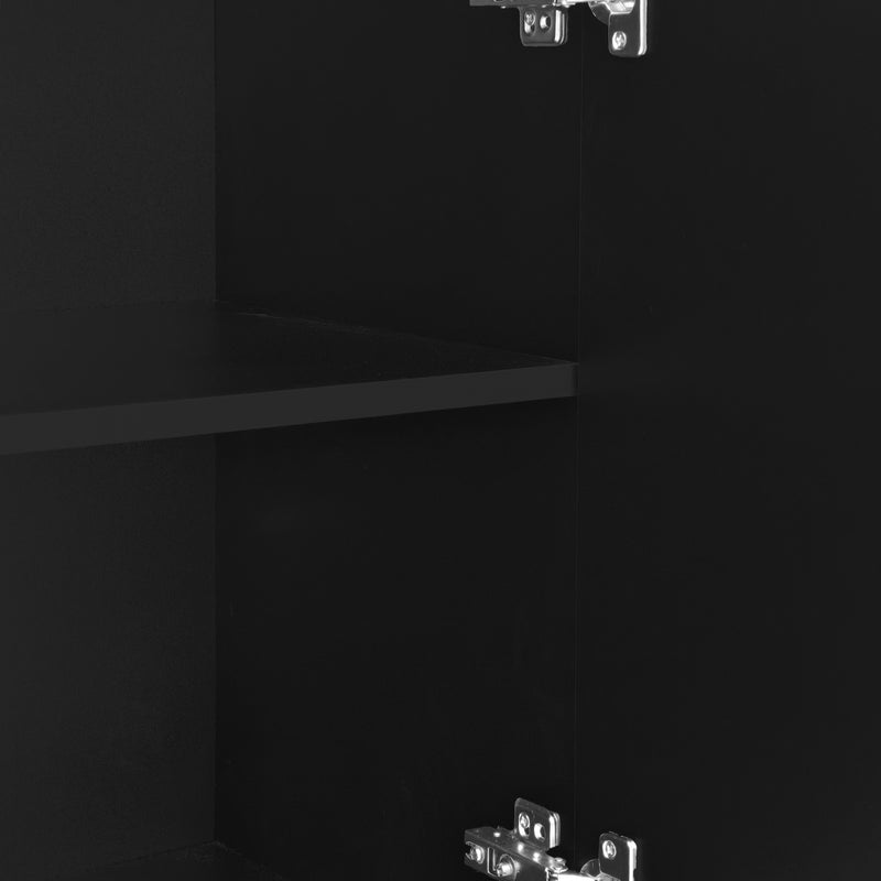 Buffet Moderne Noir avec Portes Sculptées et Amortisseurs - Rangement Élégant EVRENS BLACK
