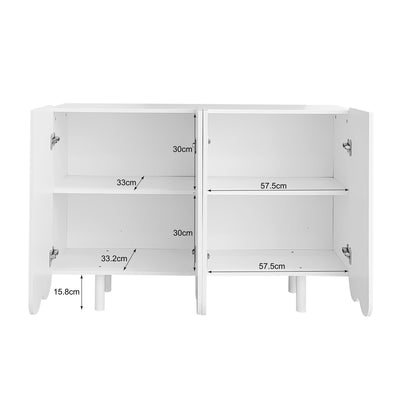 Buffet Moderne Blanc avec Portes Sculptées et Amortisseurs - Rangement Optimisé EVRENS WHITE