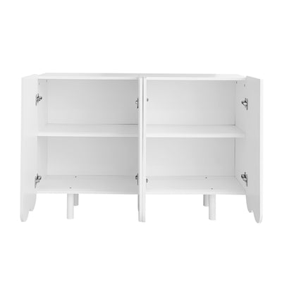 Buffet Moderne Blanc avec Portes Sculptées et Amortisseurs - Rangement Optimisé EVRENS WHITE