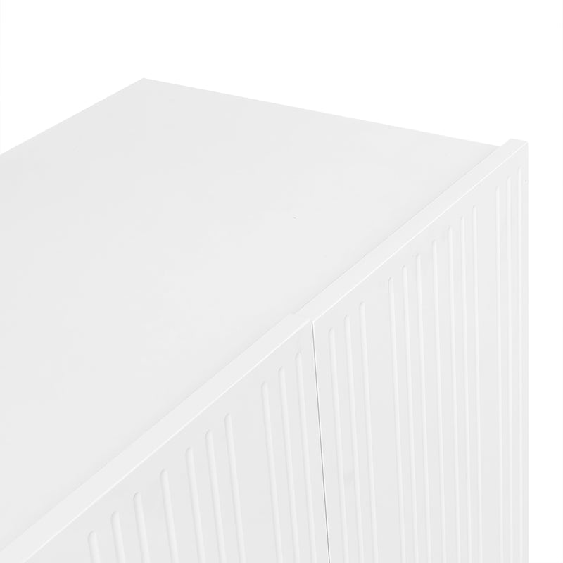 Buffet Moderne Blanc avec Portes Sculptées et Amortisseurs - Rangement Optimisé EVRENS WHITE