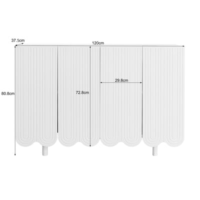 Buffet Moderne Blanc avec Portes Sculptées et Amortisseurs - Rangement Optimisé EVRENS WHITE