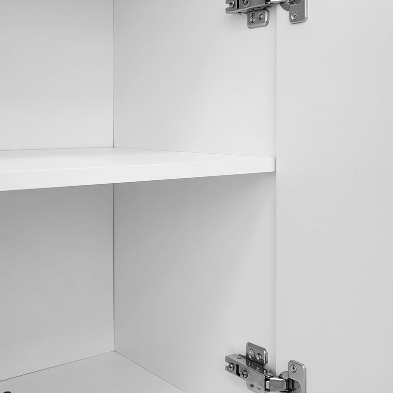 Buffet Moderne Blanc avec Portes Sculptées et Amortisseurs - Rangement Optimisé EVRENS WHITE