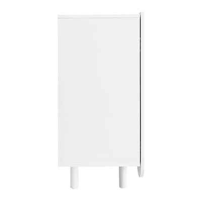Buffet Moderne Blanc avec Portes Sculptées et Amortisseurs - Rangement Optimisé EVRENS WHITE