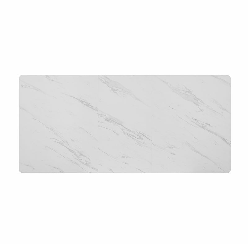 Table à Manger Extensible Blanche Effet Marbre et Pieds Métalliques Géométriques Dorés FASTIENS BLACK