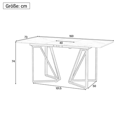 Table à Manger Extensible Blanche Effet Marbre et Pieds Métalliques Géométriques Dorés FASTIENS BLACK