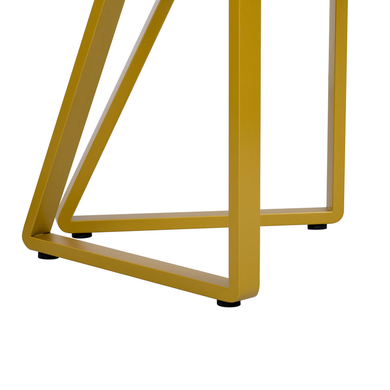 Table à Manger Extensible Blanche Effet Marbre avec Pieds Métalliques Noirs Géométriques  FASTIENS GOLD
