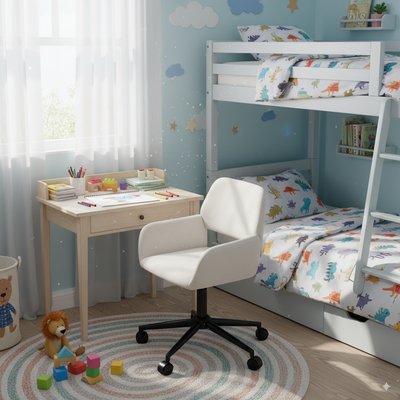 Chaise de bureau en tissu éponge beige, réglable en hauteur, rotation à 360° ROSS KD BUFAN BEIGE BLACK