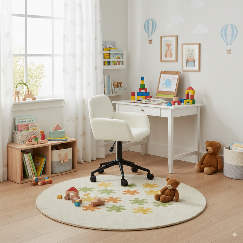 Chaise de bureau en tissu éponge beige, réglable en hauteur, rotation à 360° ROSS KD BUFAN BEIGE BLACK