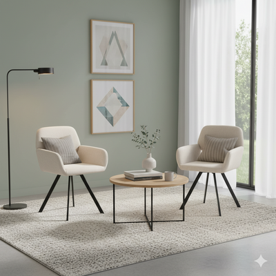 Set of 2 Scandinavian swivel dining chairs in beige fabric CALIFORNIA KD BEIGE SWIVEL