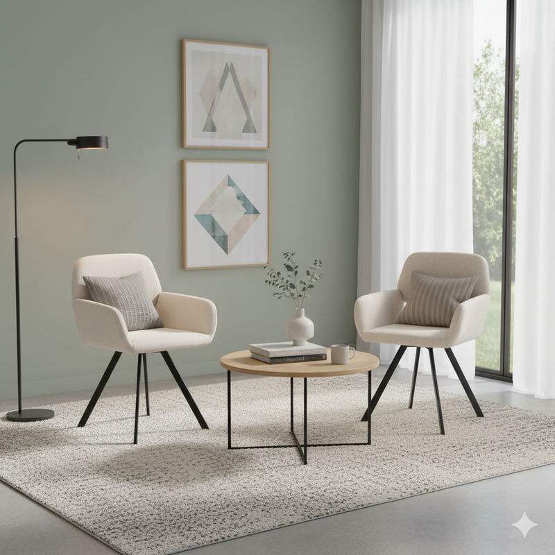 Set of 2 Scandinavian swivel dining chairs in beige fabric CALIFORNIA KD BEIGE SWIVEL