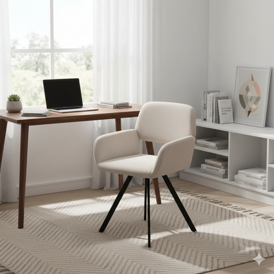 Set of 2 Scandinavian swivel dining chairs in beige fabric CALIFORNIA KD BEIGE SWIVEL