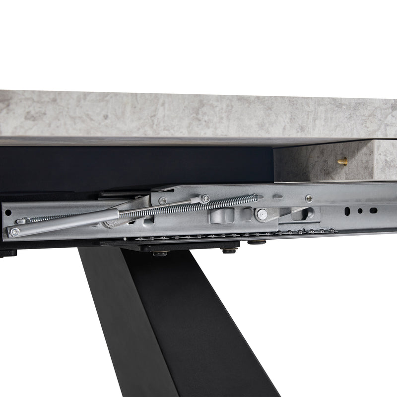 Table de Salle à Manger Extensible Noir et Gris Effet Marbre avec Pieds en Acier au Carbone (99-159cm) GHAKOX GREY