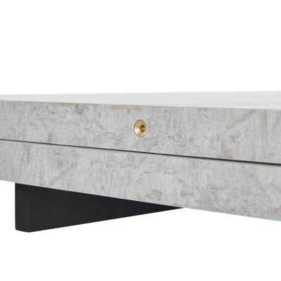 Table de Salle à Manger Extensible Noir et Gris Effet Marbre avec Pieds en Acier au Carbone (99-159cm) GHAKOX GREY